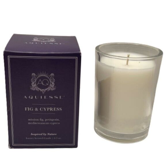 Aquiesse Fig & Cypress Petitgrain Mediterranean Cypress Luxury Candle 6.5oz NIB - Picture 1 of 3